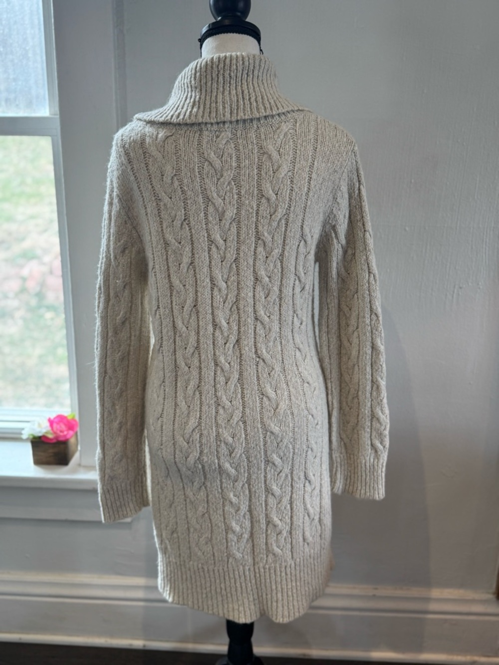 Cozy Cable Knit Cowl Neck Sweater Dress - Picture 4 of 4